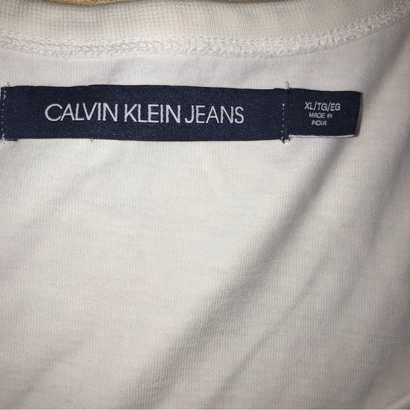 Calvin Klein Men’s Tank Top Shirt White Blue Yellow Stripe Size XL - Picture 3 of 8